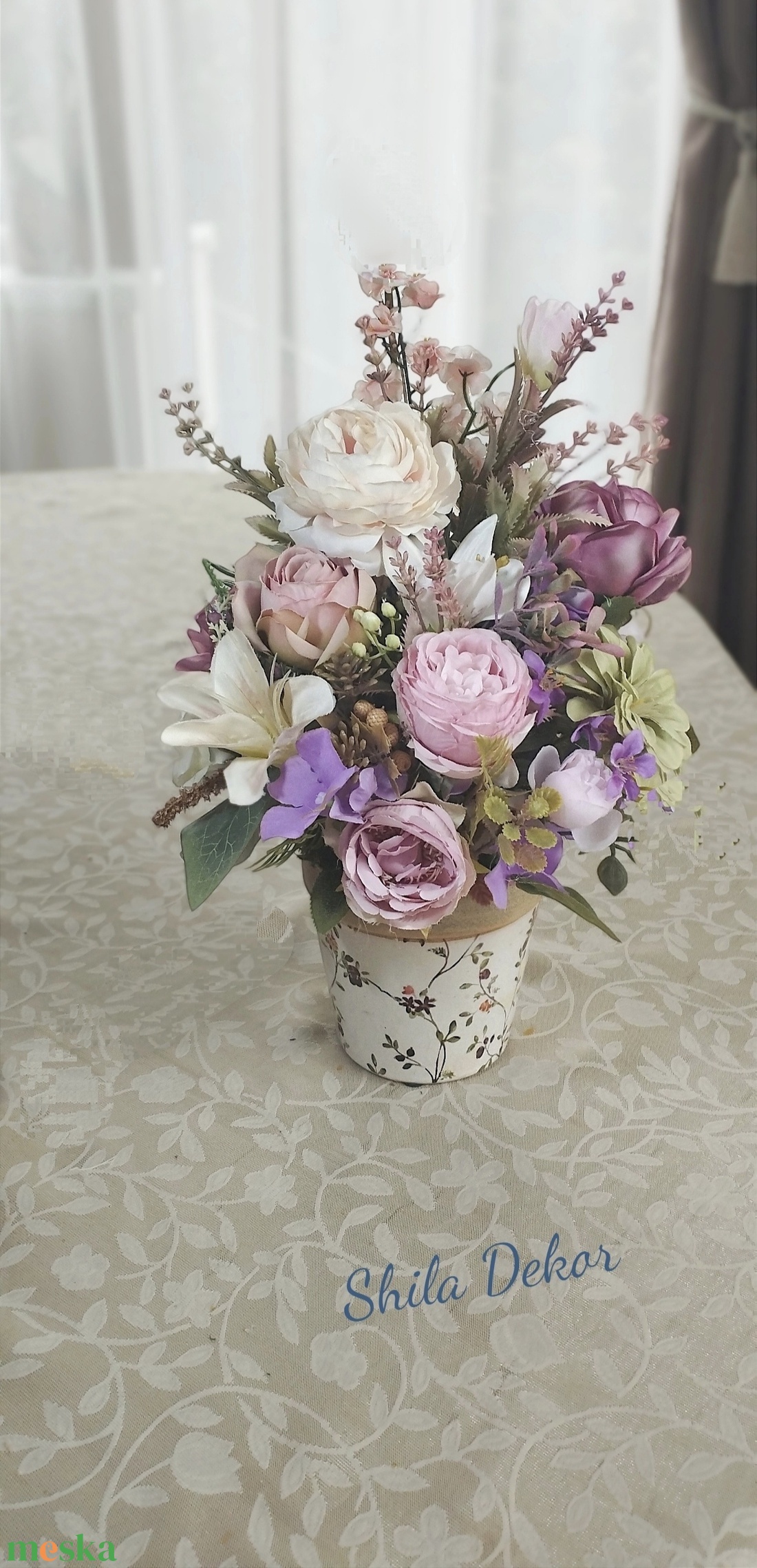 Pasztell lila csokor - otthon & életmód - dekoráció - asztal és polc dekoráció - asztaldísz - Meska.hu