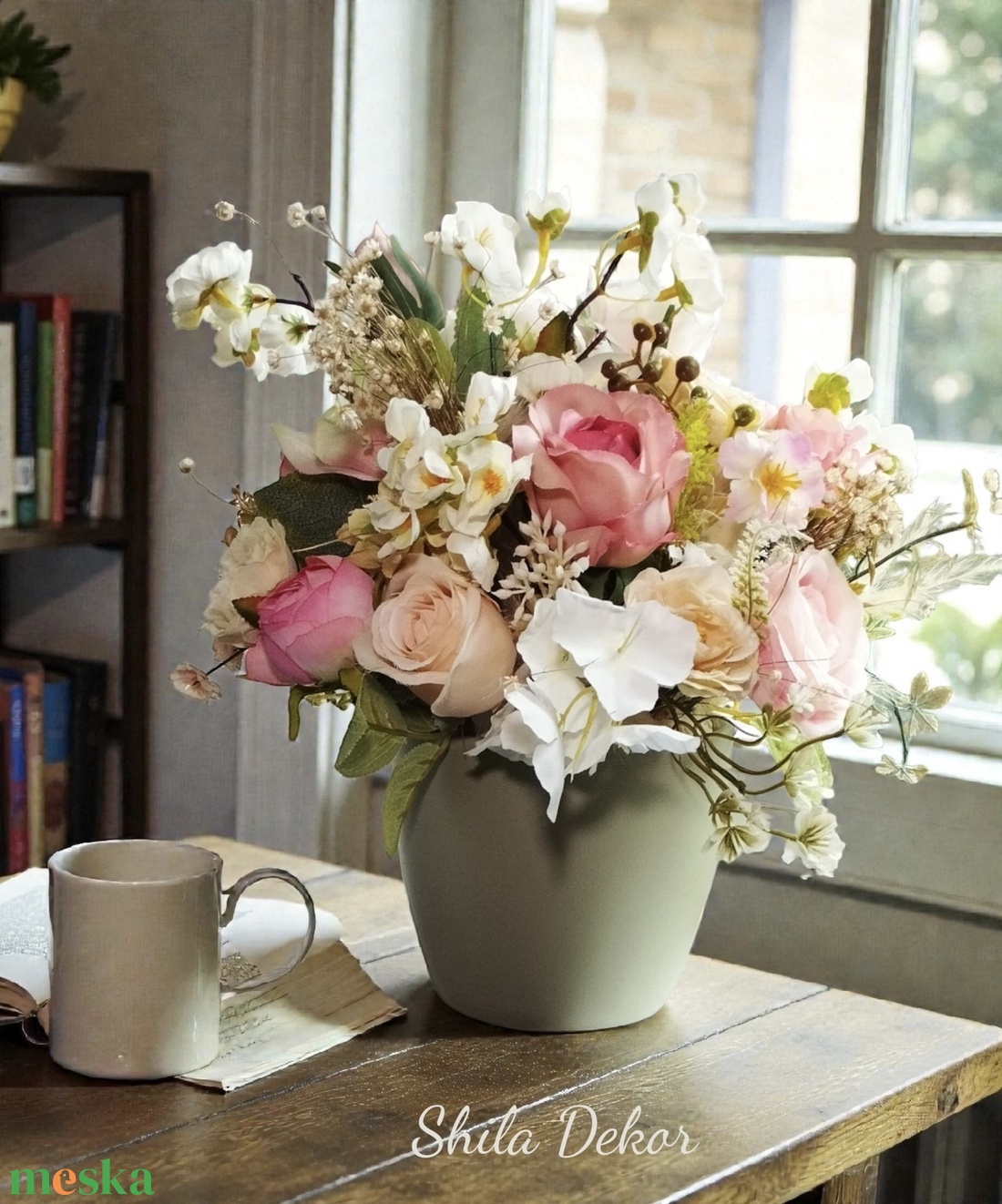 Rosegold virágok kaspóban  - otthon & életmód - dekoráció - asztal és polc dekoráció - asztaldísz - Meska.hu