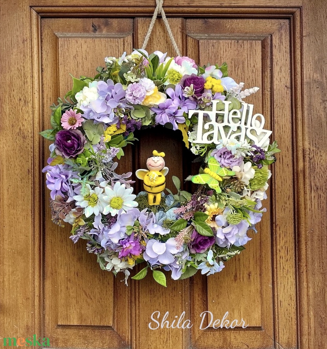 Tavaszi virágos ajtódísz  - otthon & életmód - dekoráció - ajtó- és ablak dekoráció - ajtódísz & kopogtató - Meska.hu