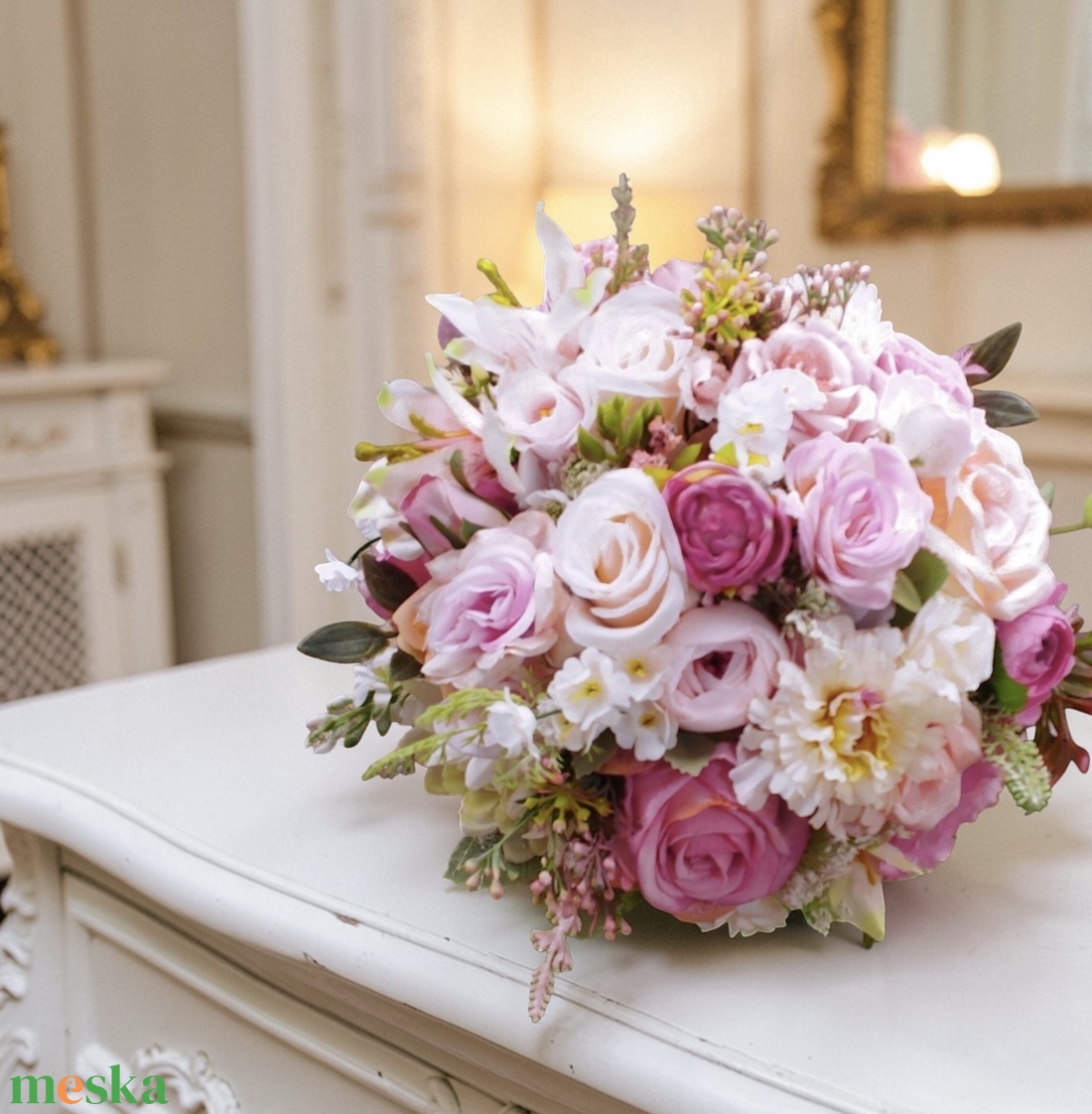 Menyasszonyi csokor rózsaszín  - esküvő - menyasszonyi- és dobócsokor - Meska.hu
