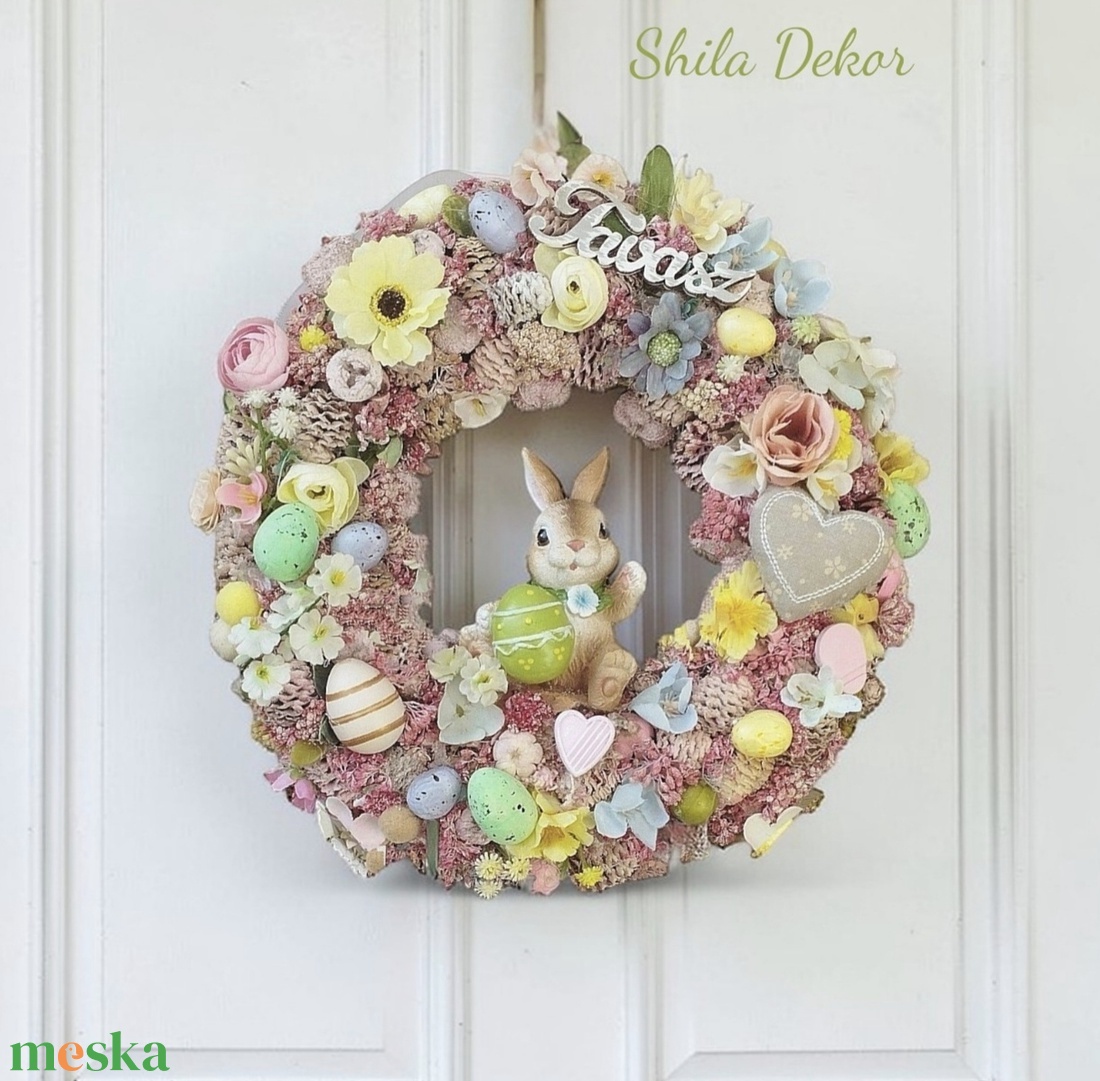 Húsvéti ajtódísz pasztell  - ünnepi díszek, dekorációk - húsvéti díszek és dekorációk - húsvéti ajtódísz, kopogtató - Meska.hu