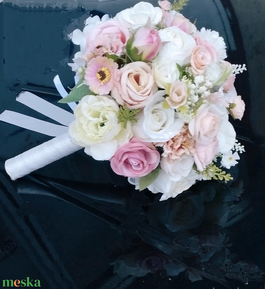 Rózsaszín menyasszonyi csokor  - esküvő - menyasszonyi- és dobócsokor - Meska.hu