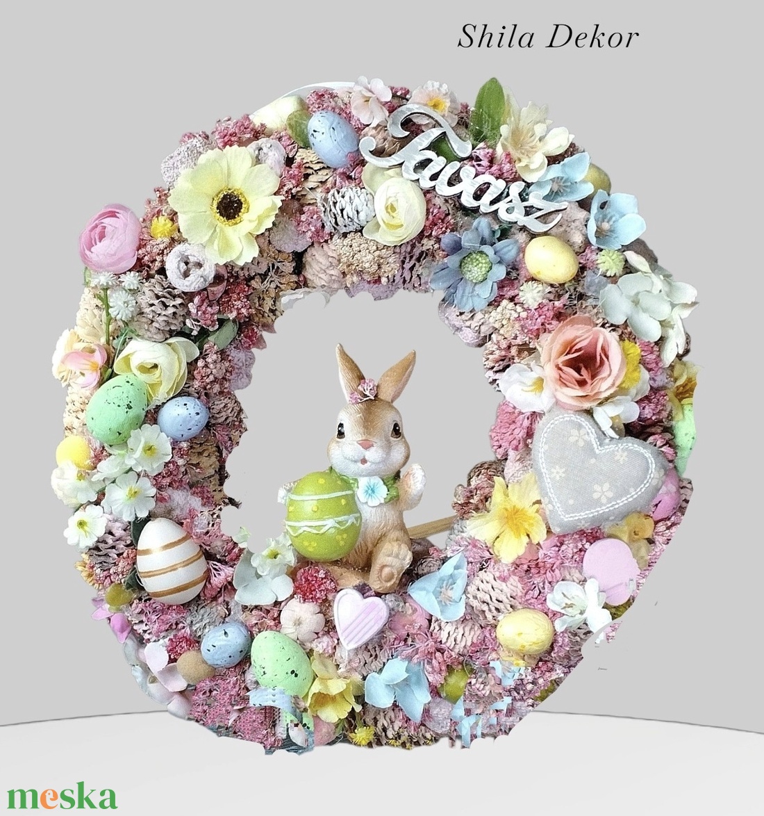Húsvéti ajtódísz pasztell  - ünnepi díszek, dekorációk - húsvéti díszek és dekorációk - húsvéti ajtódísz, kopogtató - Meska.hu