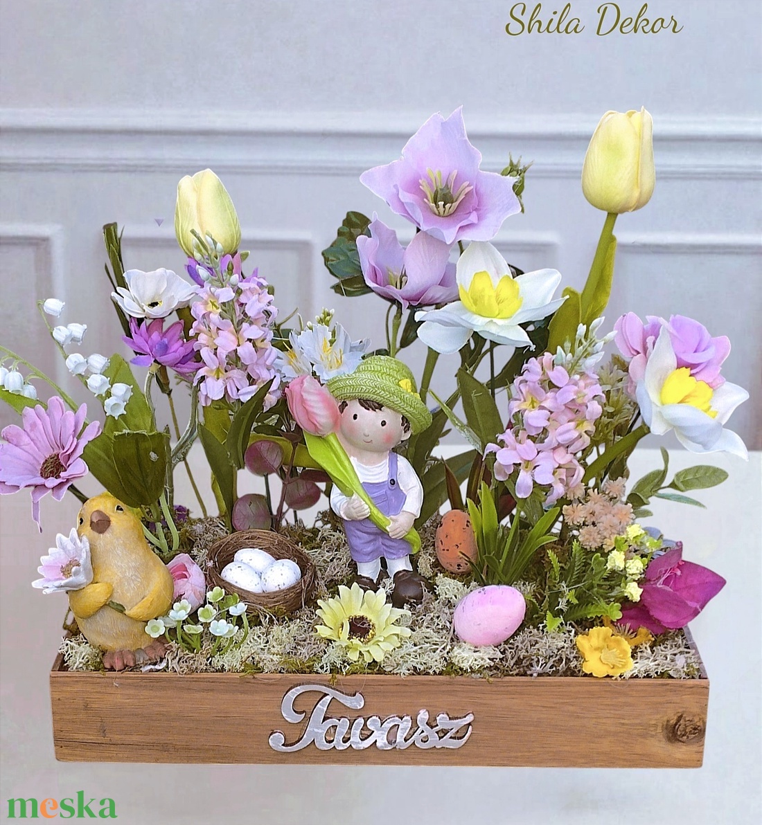 Tavaszi asztaldísz  - ünnepi díszek, dekorációk - húsvéti díszek és dekorációk - húsvéti asztaldíszek - Meska.hu
