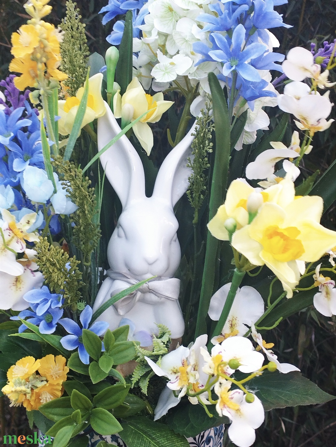 Tavaszi nyuszis elegancia  - ünnepi díszek, dekorációk - húsvéti díszek és dekorációk - húsvéti asztaldíszek - Meska.hu