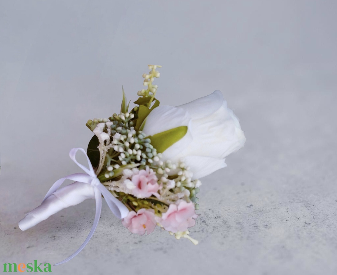 Barackos rózsaszín menyasszonyi csokor kitűzővel - esküvő - menyasszonyi- és dobócsokor - Meska.hu