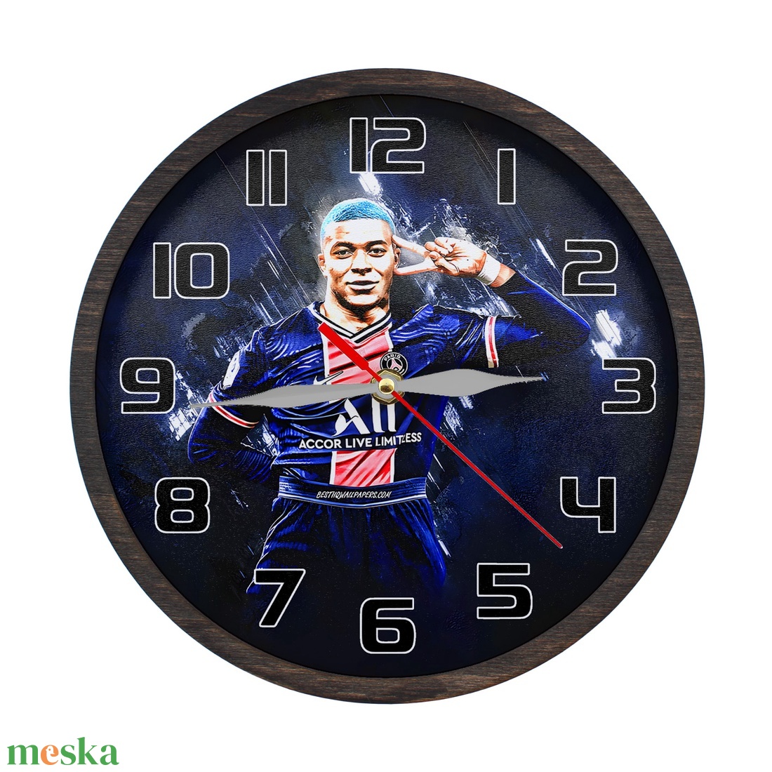 Dekoratív falióra - Mbappe - otthon & életmód - dekoráció - fali és függő dekoráció - falióra & óra - Meska.hu