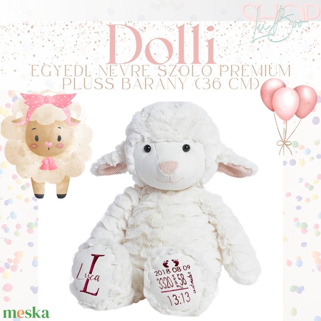 Dolli - Prémium emlékőr plüss bárány (36 cm) - játék & sport - plüssállat & játékfigura - plüss bárány - Meska.hu