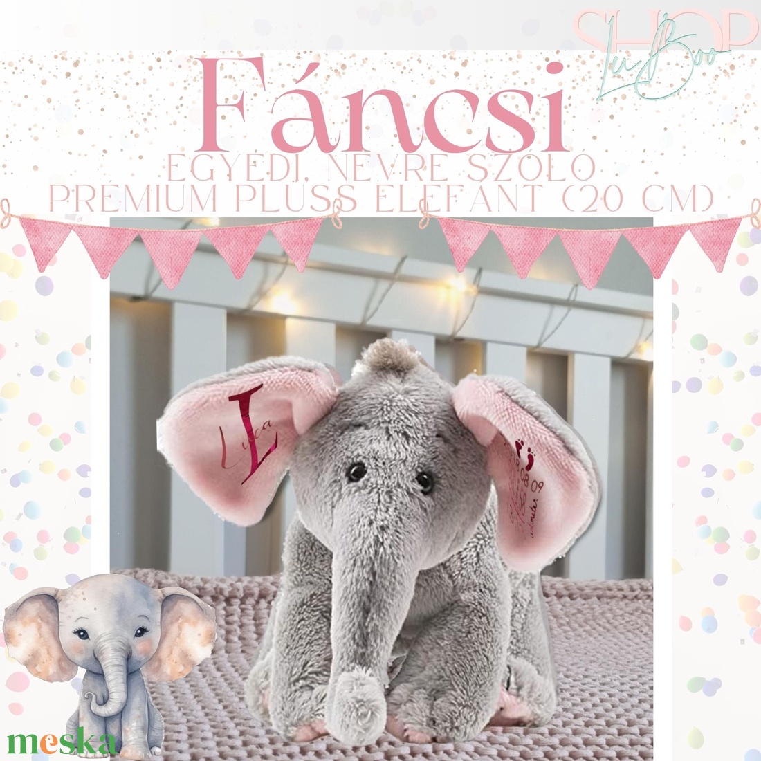 Fáncsi - Prémium emlékőr plüss elefánt (20 cm) - játék & sport - plüssállat & játékfigura - elefánt - Meska.hu