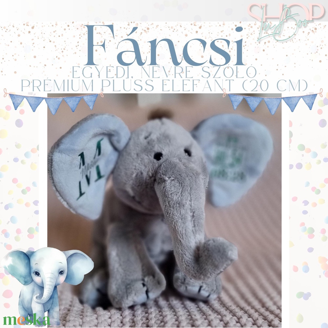 Fáncsi - Prémium emlékőr plüss elefánt (20 cm) - játék & sport - plüssállat & játékfigura - elefánt - Meska.hu