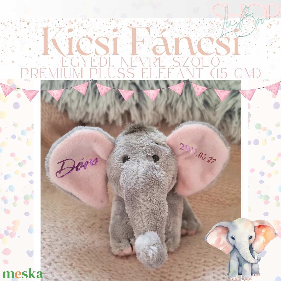 Kicsi Fáncsi - Prémium plüss emlékőr elefánt (15 cm) - játék & sport - plüssállat & játékfigura - elefánt - Meska.hu