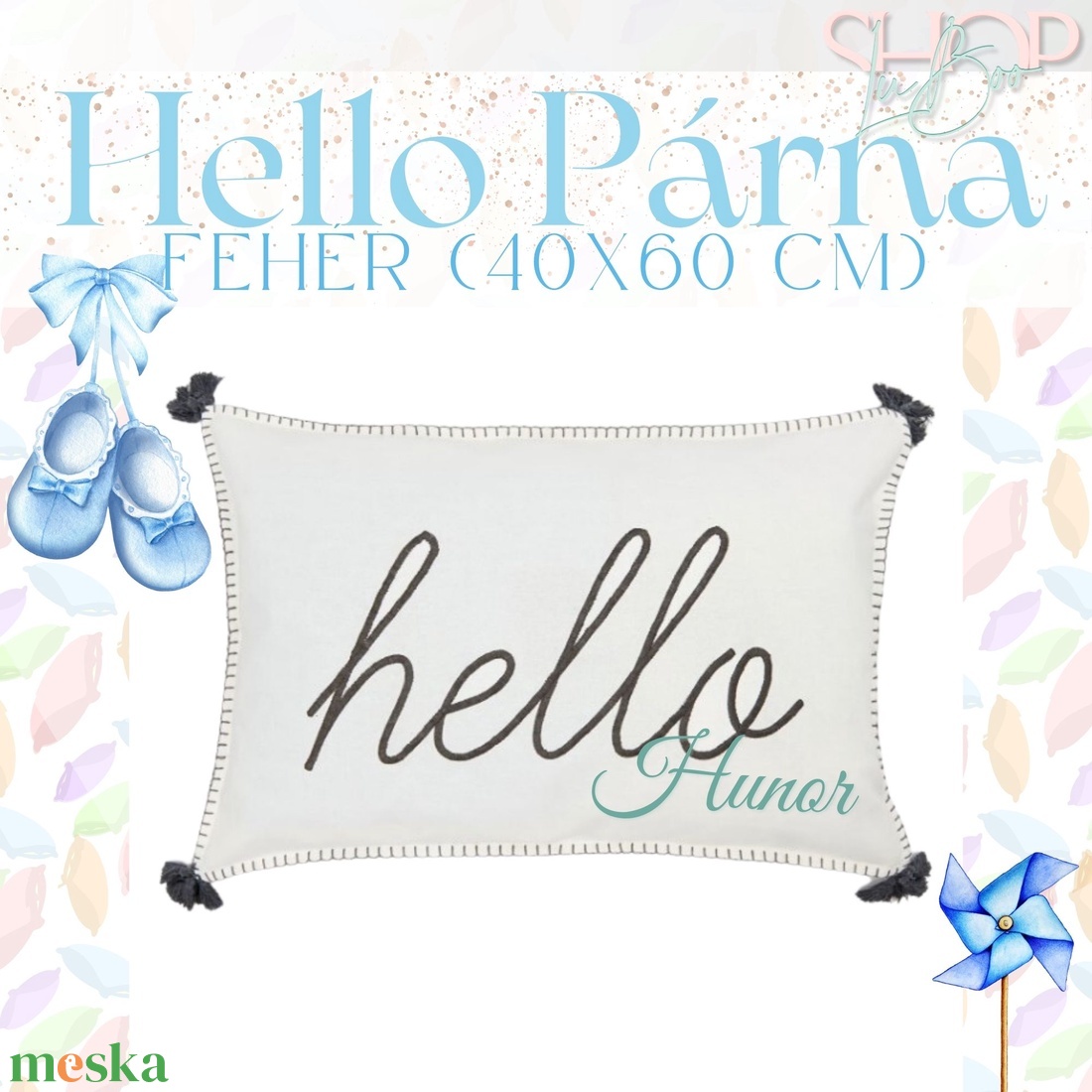 Hello Párna - Fehér (40x60 cm) - otthon & életmód - lakástextil - párna & párnahuzat - Meska.hu