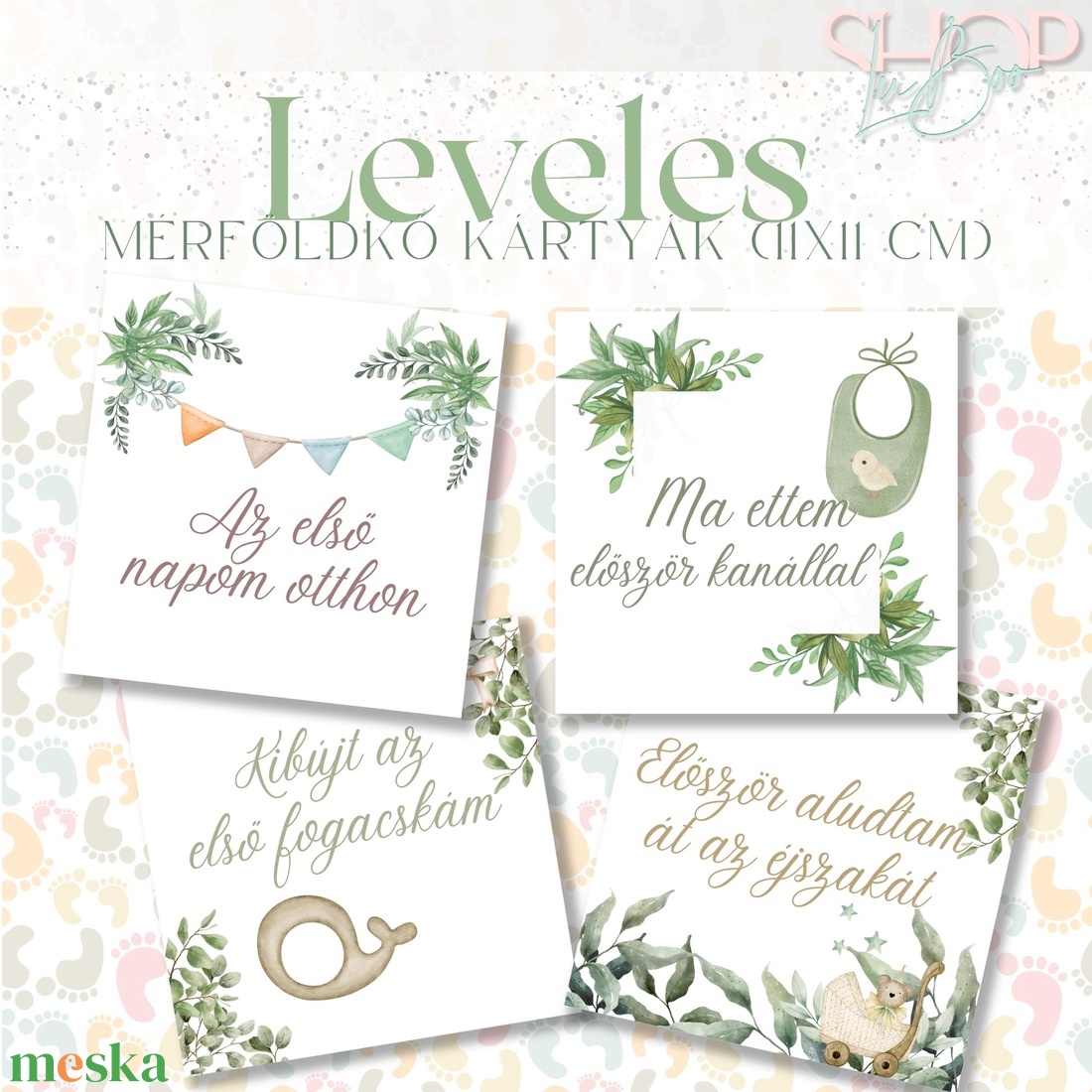 Mérföldkő kártyák - Leveles (11x11 cm) - otthon & életmód - papír, írószer - matrica, matrica csomag - Meska.hu