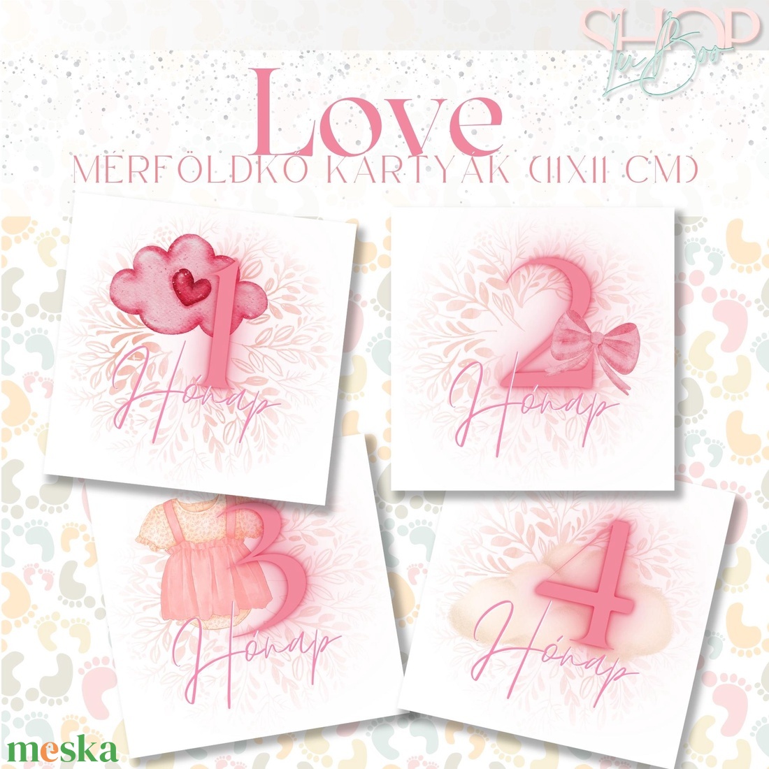 Mérföldkő kártyák- Love (11x11 cm) - otthon & életmód - papír, írószer - babanapló - Meska.hu