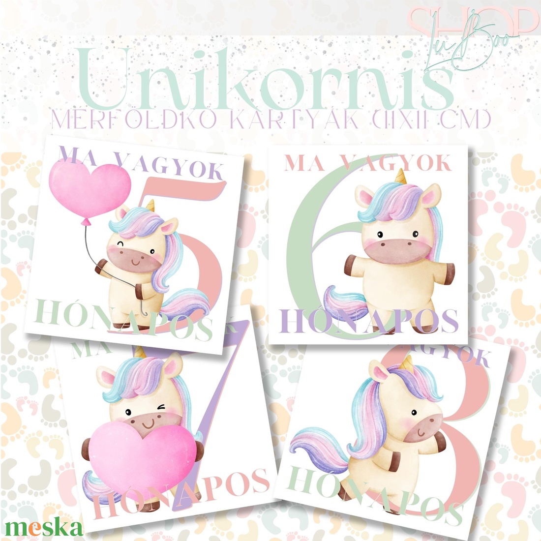 Mérföldkő kártyák - Unikornis  (11x11 cm) - otthon & életmód - papír, írószer - matrica, matrica csomag - Meska.hu