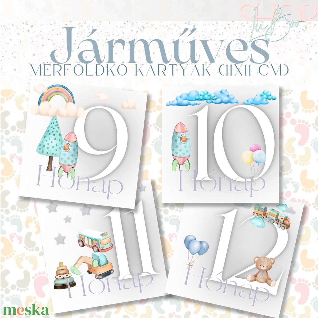 Mérföldkő kártyák - Járműves (11x11 cm) - ruha & divat - babaruha & gyerekruha - babafotózási ruha és kellék - Meska.hu