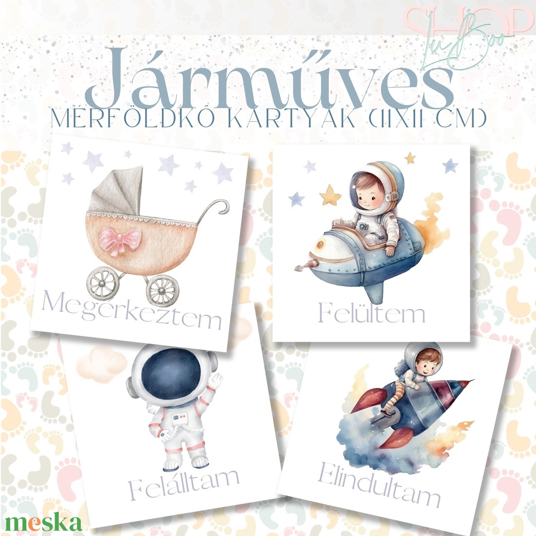 Mérföldkő kártyák - Járműves (11x11 cm) - ruha & divat - babaruha & gyerekruha - babafotózási ruha és kellék - Meska.hu
