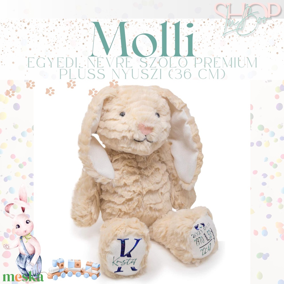Molli - Prémium emlékőr plüss nyuszi (36 cm) - játék & sport - plüssállat & játékfigura - nyuszi - Meska.hu