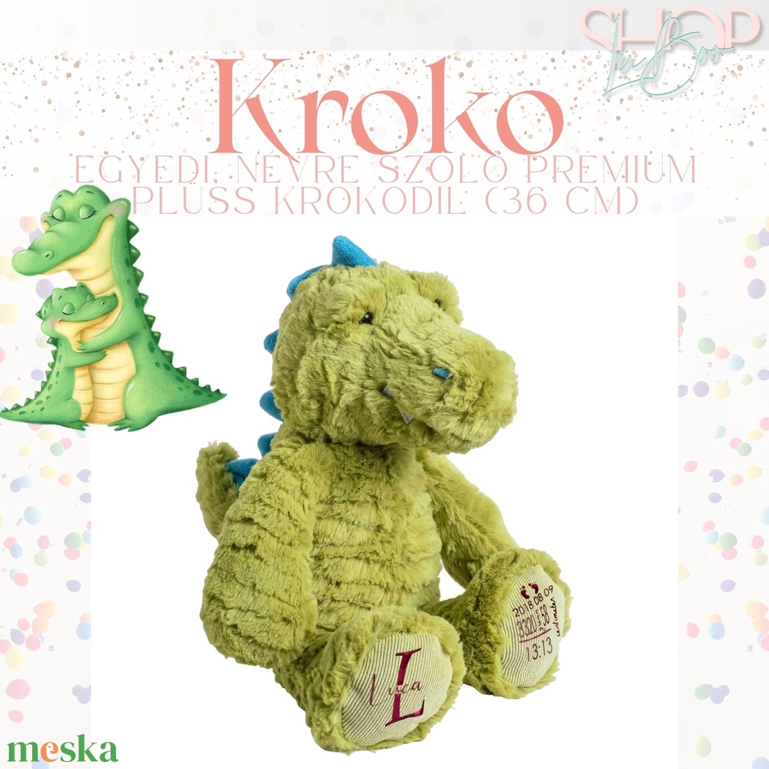Kroko - Prémium emlékőr plüss krokodil (36 cm) - játék & sport - plüssállat & játékfigura - plüss dínók - Meska.hu