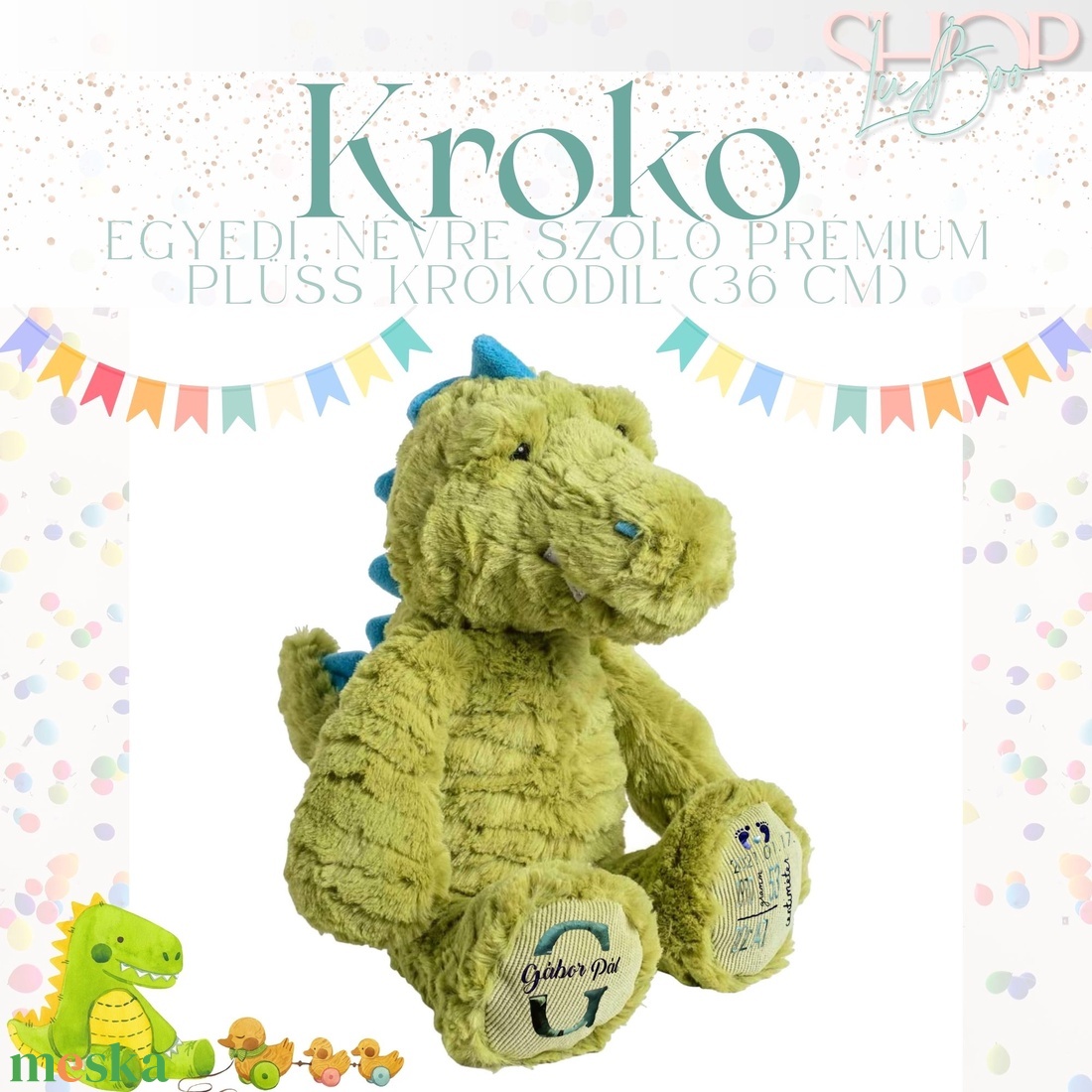 Kroko - Prémium emlékőr plüss krokodil (36 cm) - játék & sport - plüssállat & játékfigura - plüss dínók - Meska.hu