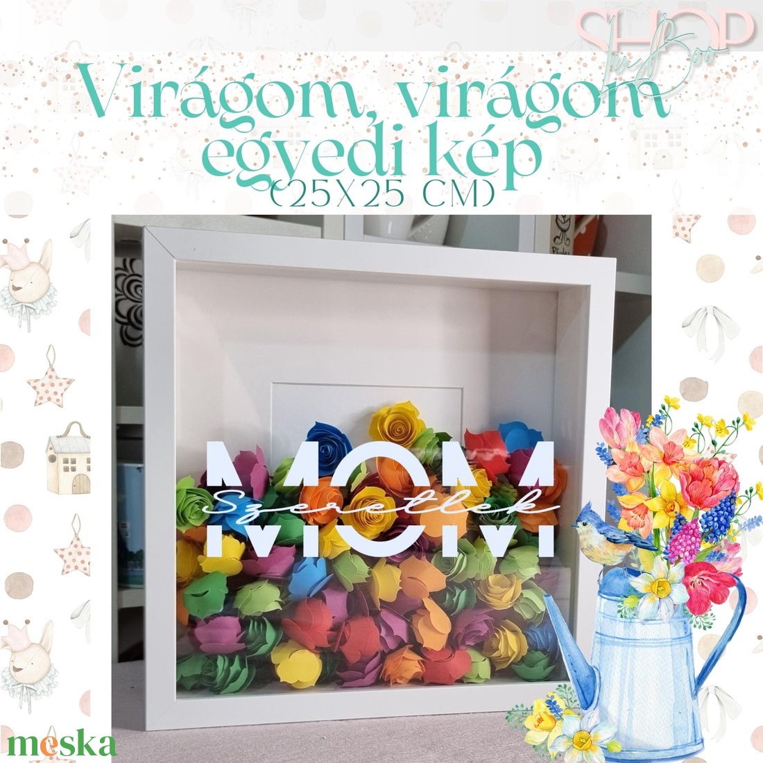 Virágom, virágom egyedi kép (25x25 cm) - otthon & életmód - dekoráció - kép & falikép - 3d képek - Meska.hu