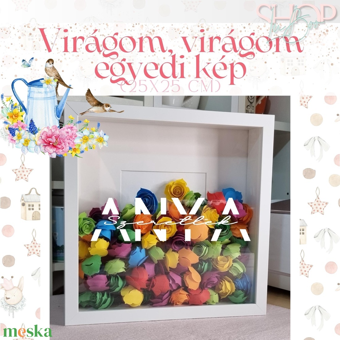 Virágom, virágom egyedi kép (25x25 cm) - otthon & életmód - dekoráció - kép & falikép - 3d képek - Meska.hu