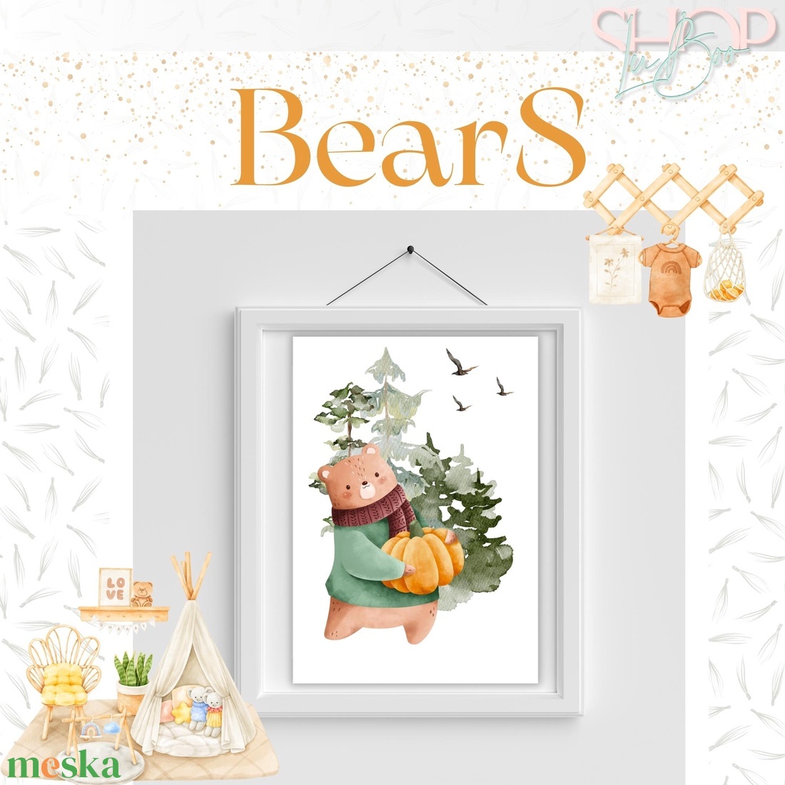 BearS poszter (3 darabos) - otthon & életmód - babaszoba, gyerekszoba - babaszoba kép - Meska.hu