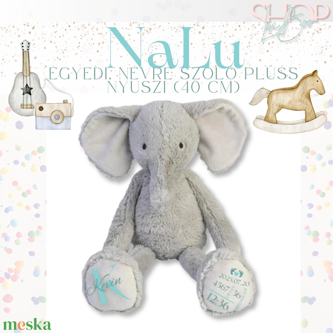 NaLu - Emlékőr plüss elefánt (40 cm) - játék & sport - plüssállat & játékfigura - elefánt - Meska.hu
