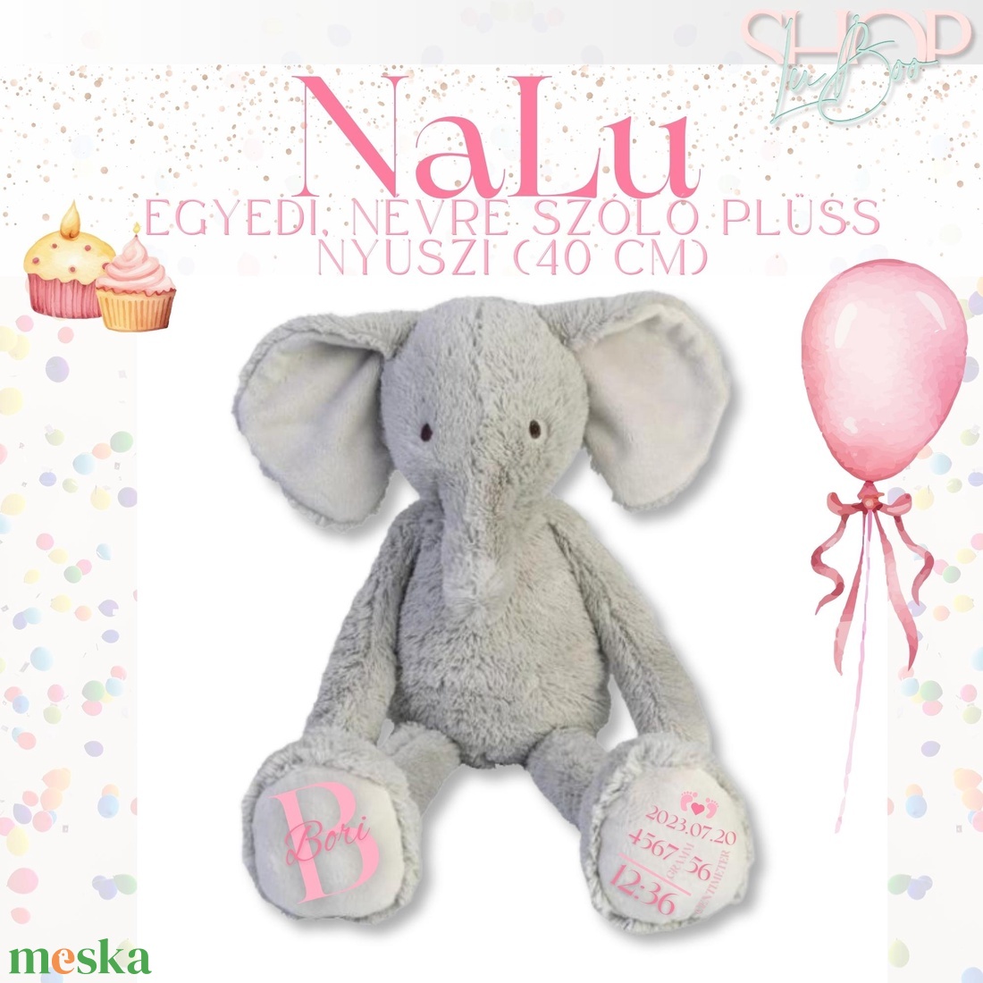 NaLu - Emlékőr plüss elefánt (40 cm) - játék & sport - plüssállat & játékfigura - elefánt - Meska.hu