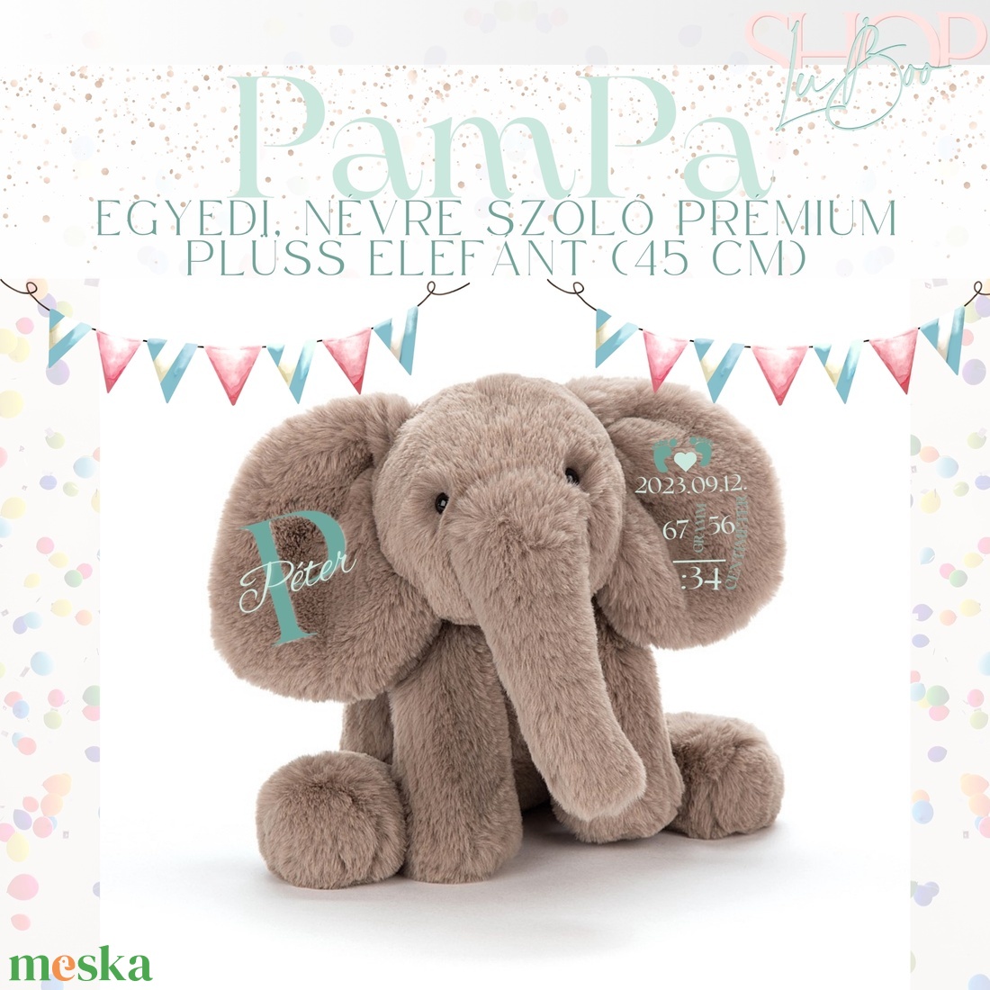 Pampa - Prémium emlékőr plüss elefánt (45 cm) - játék & sport - plüssállat & játékfigura - elefánt - Meska.hu