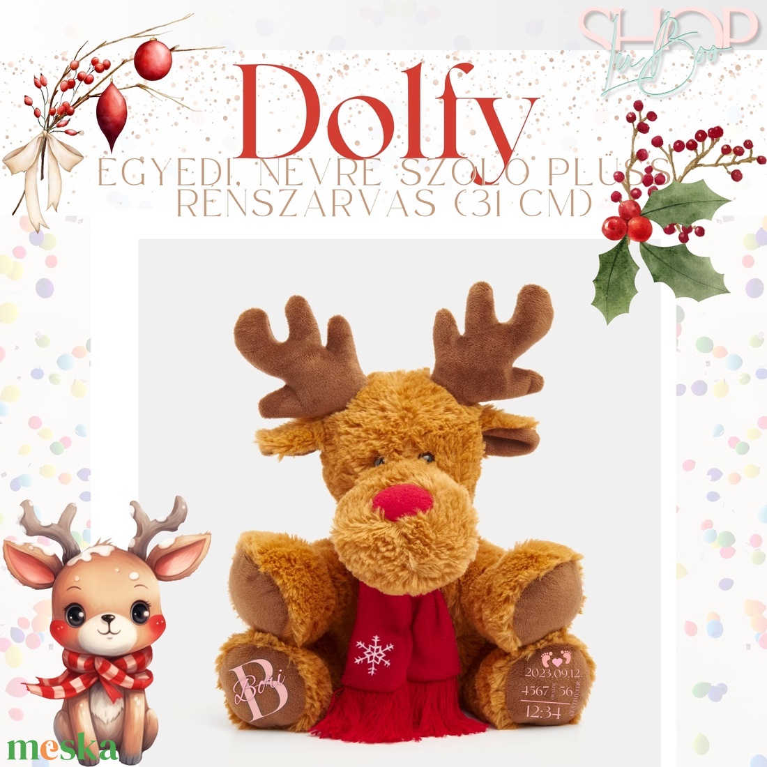 Dolfy - Emlékőr plüss rénszarvas (31 cm) - játék & sport - plüssállat & játékfigura - más figura - Meska.hu
