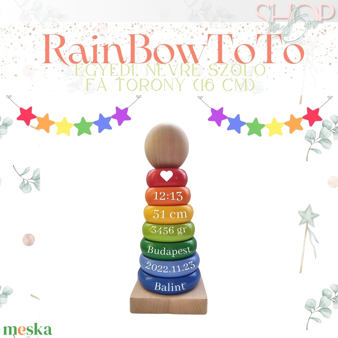 RainBow ToTo - Emlékőr fa torony (16 cm) - játék & sport - készségfejlesztő és logikai játék - toronyépítő- és egyensúlyozó játékok - Meska.hu