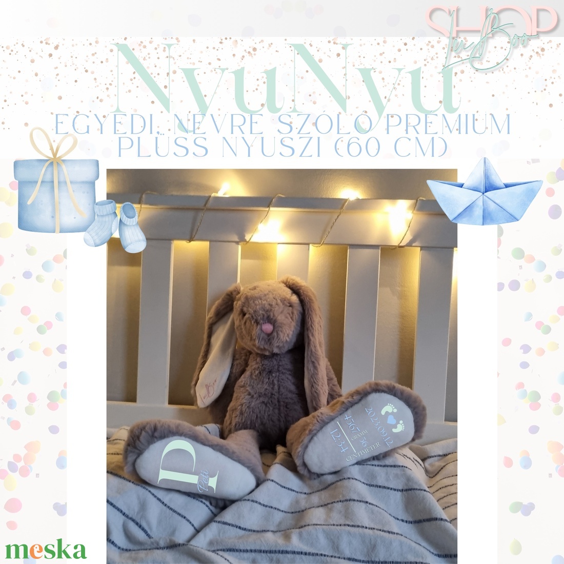 NyuNyu - Óriás, prémium emlékőr plüss nyuszi (60 cm) - játék & sport - plüssállat & játékfigura - nyuszi - Meska.hu