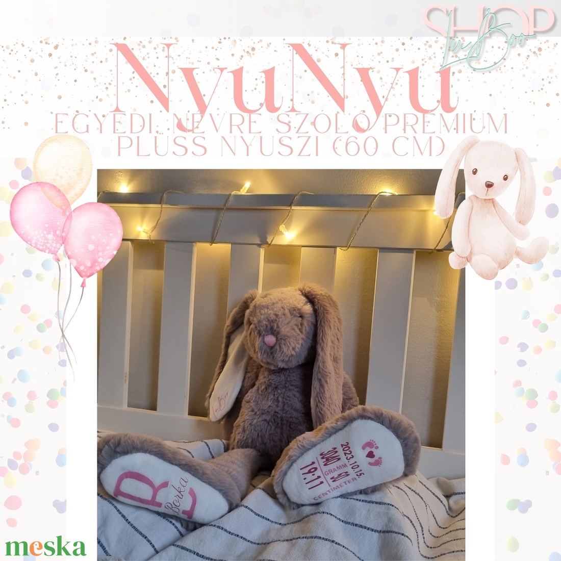 NyuNyu - Óriás, prémium emlékőr plüss nyuszi (60 cm) - játék & sport - plüssállat & játékfigura - nyuszi - Meska.hu