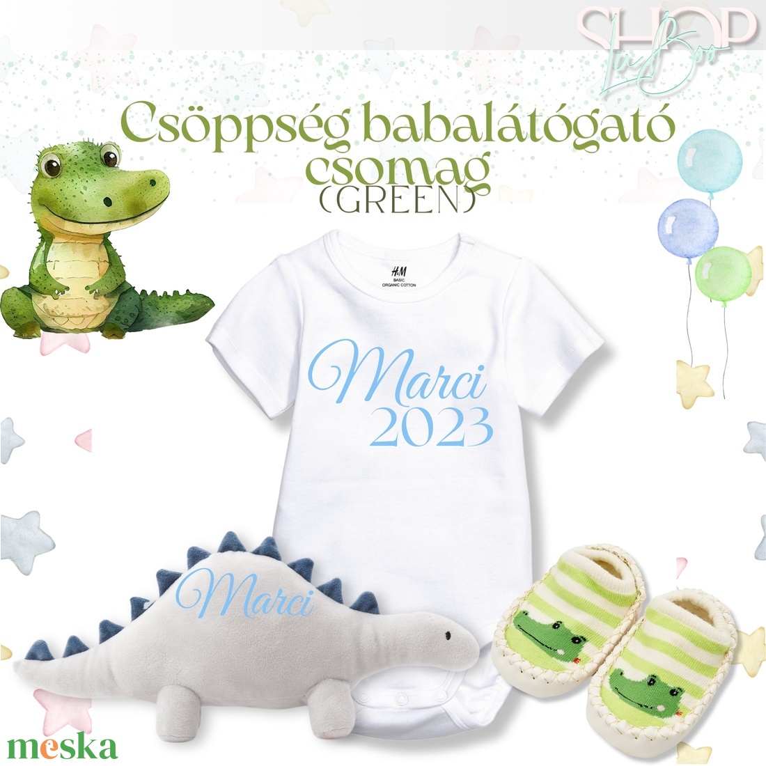 Csöppség babacsomag - Green - játék & sport - babalátogató ajándékcsomag - Meska.hu