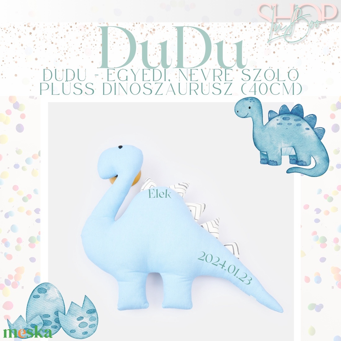 DuDu - Emlékőr plüss dinoszaurusz (40 cm) - játék & sport - plüssállat & játékfigura - plüss dínók - Meska.hu
