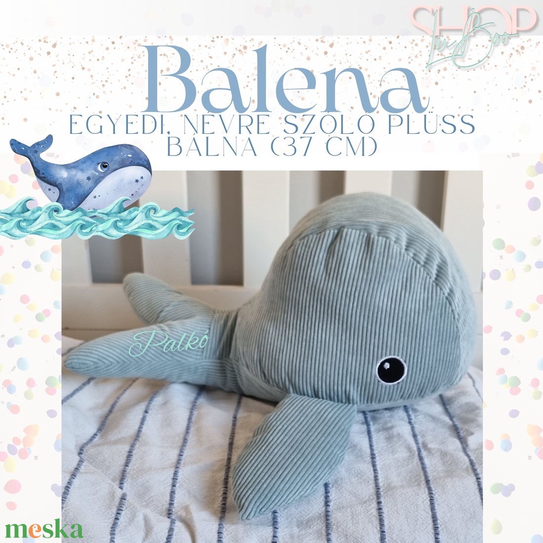 Balena - Plüss névre szóló bálna (37 cm) - játék & sport - plüssállat & játékfigura - más figura - Meska.hu