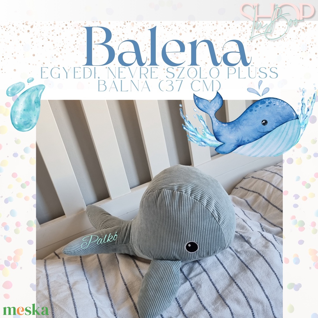 Balena - Plüss névre szóló bálna (37 cm) - játék & sport - plüssállat & játékfigura - más figura - Meska.hu