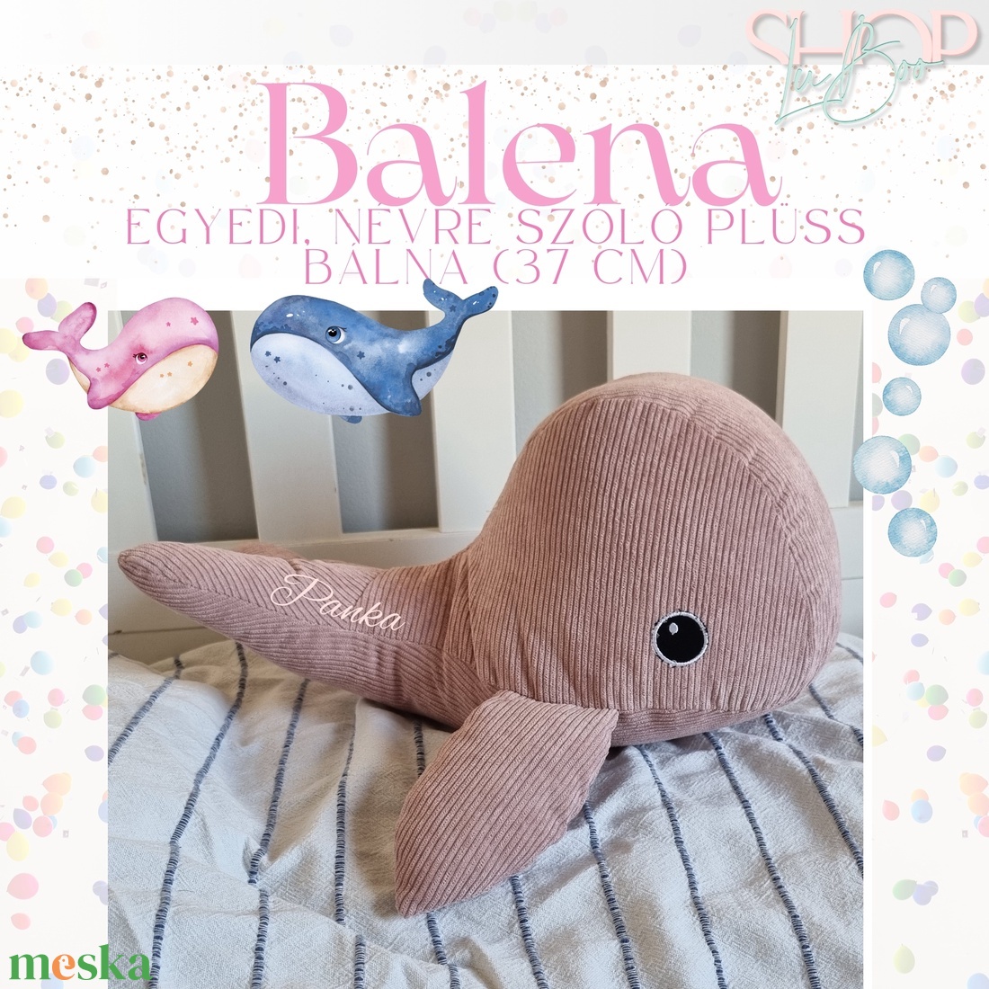 Balena - Plüss névre szóló bálna (37 cm) - játék & sport - plüssállat & játékfigura - más figura - Meska.hu
