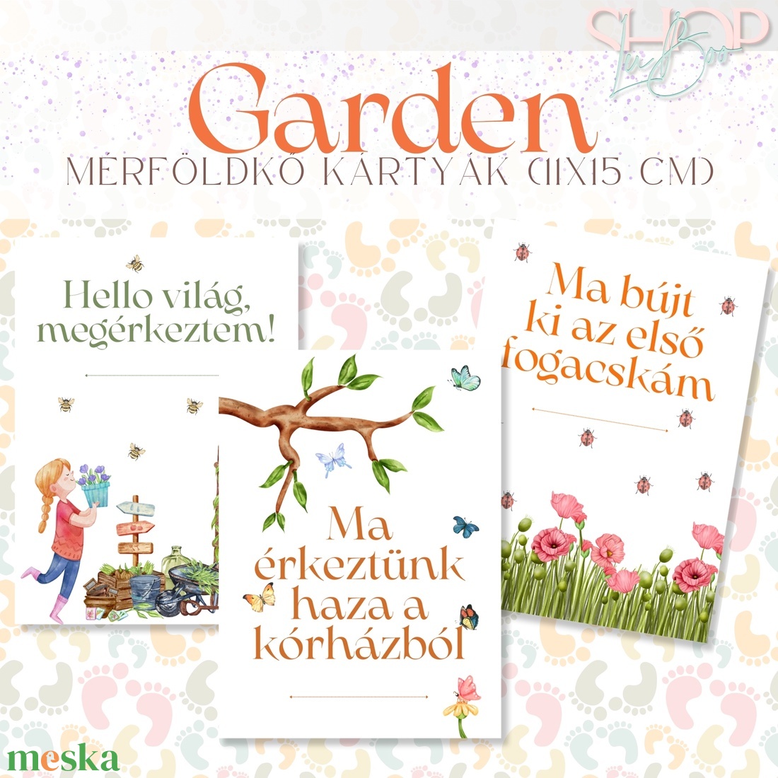 Mérföldkő kártyák - Garden (11x15 cm) - otthon & életmód - babaszoba, gyerekszoba - babaszoba kép - Meska.hu