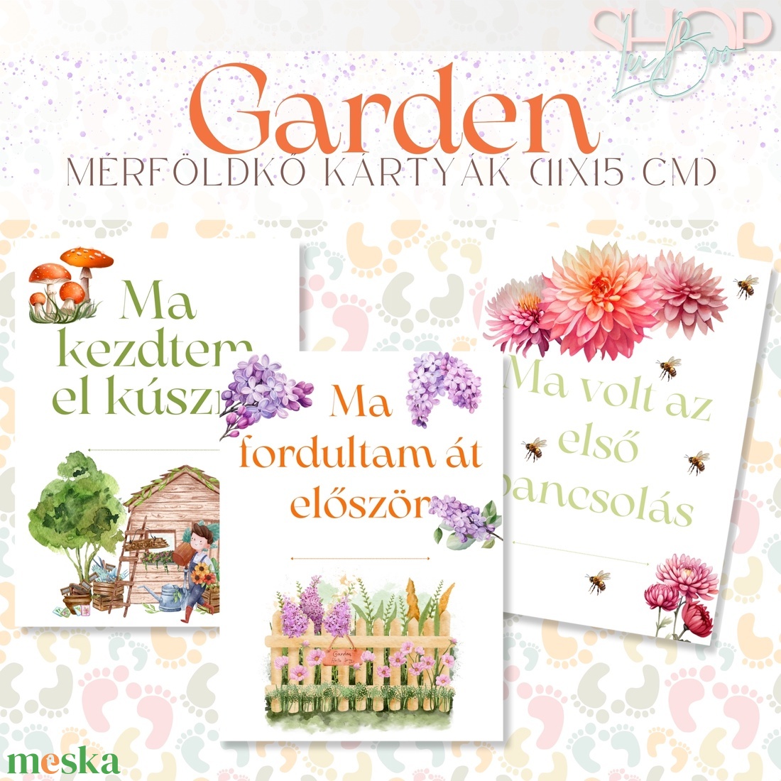 Mérföldkő kártyák - Garden (11x15 cm) - otthon & életmód - babaszoba, gyerekszoba - babaszoba kép - Meska.hu