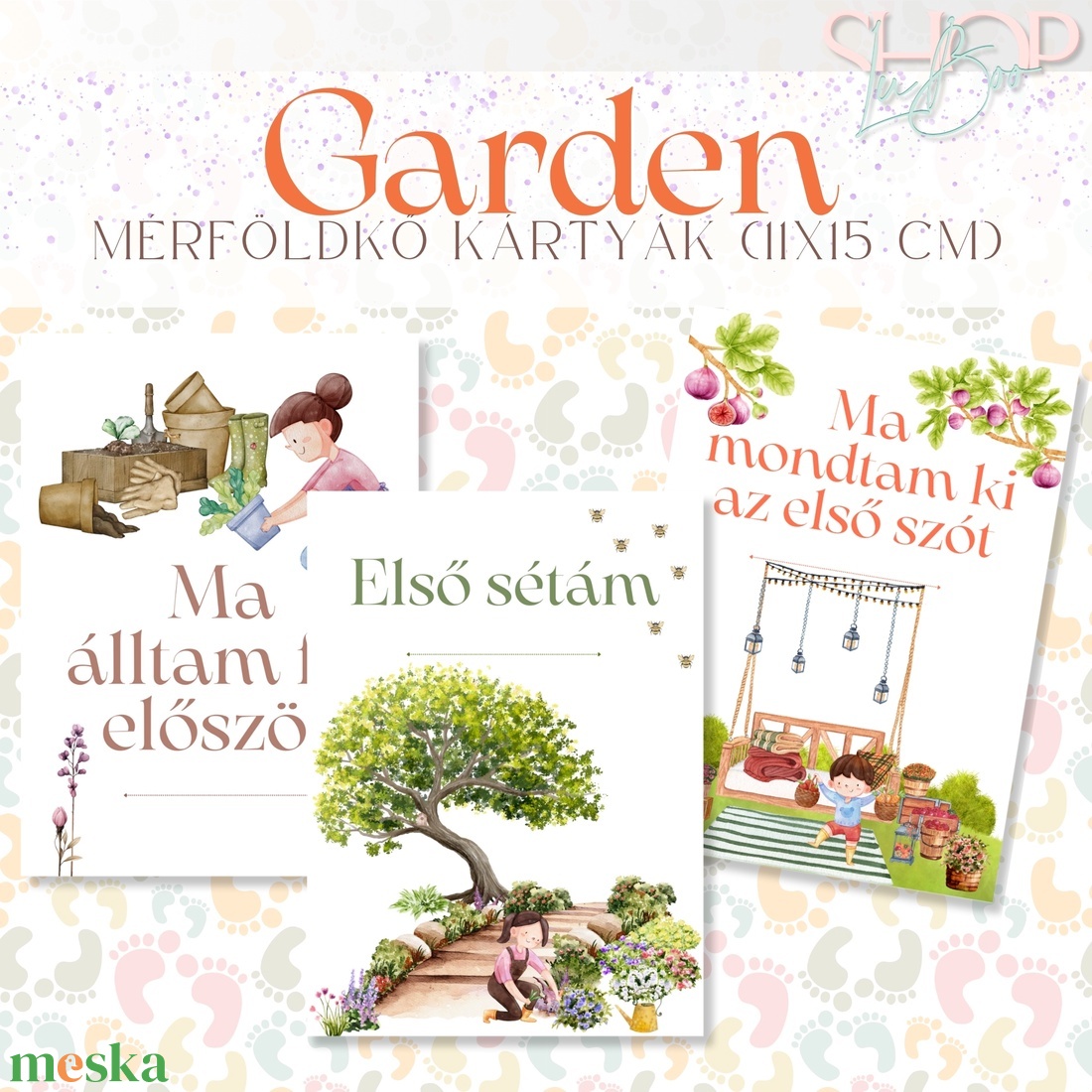 Mérföldkő kártyák - Garden (11x15 cm) - otthon & életmód - babaszoba, gyerekszoba - babaszoba kép - Meska.hu