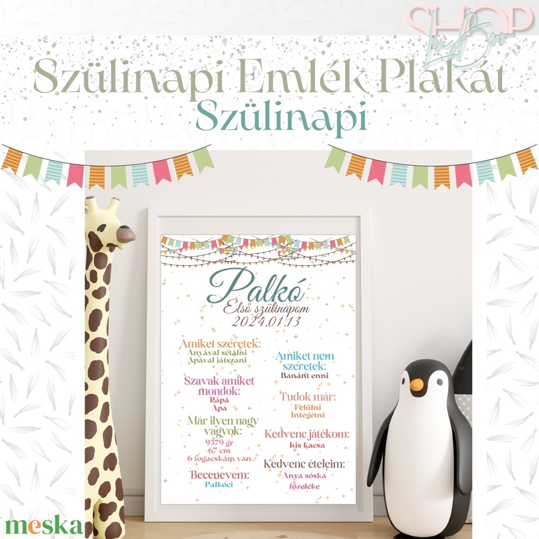 Szülinapi Emlék Plakát - Boy (A3) - otthon & életmód - babaszoba, gyerekszoba - babaszoba kép - Meska.hu