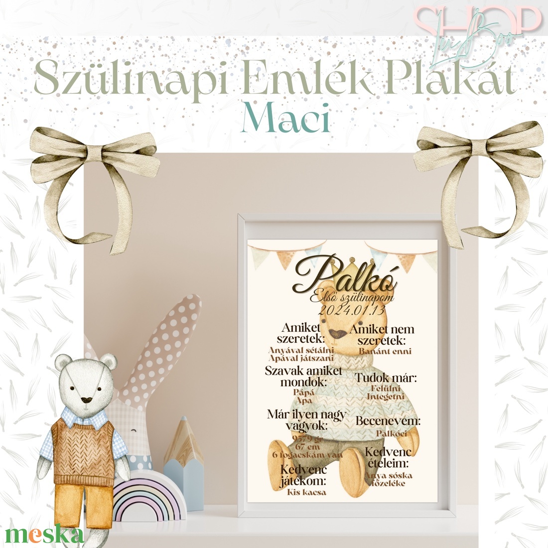 Szülinapi Emlék Plakát - Boy (A3) - otthon & életmód - babaszoba, gyerekszoba - babaszoba kép - Meska.hu