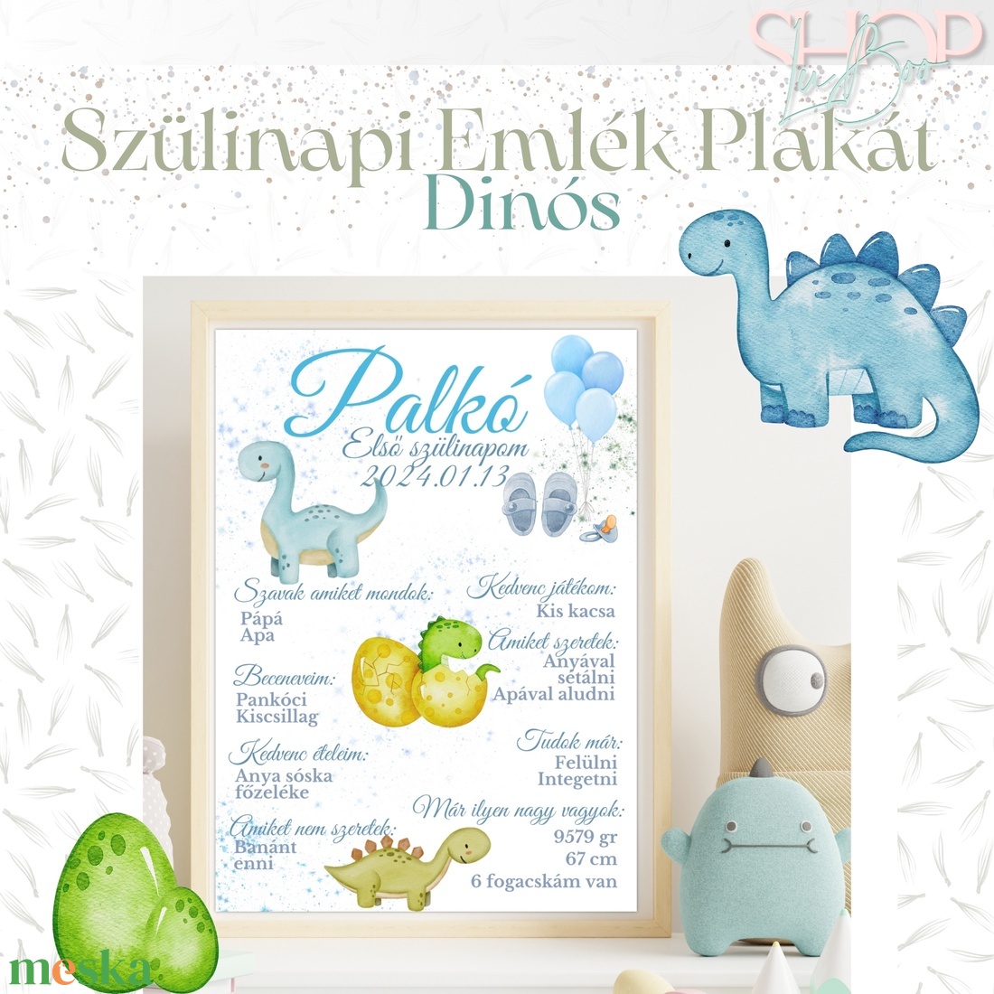 Szülinapi Emlék Plakát - Fiús (A3) - otthon & életmód - babaszoba, gyerekszoba - babaszoba kép - Meska.hu