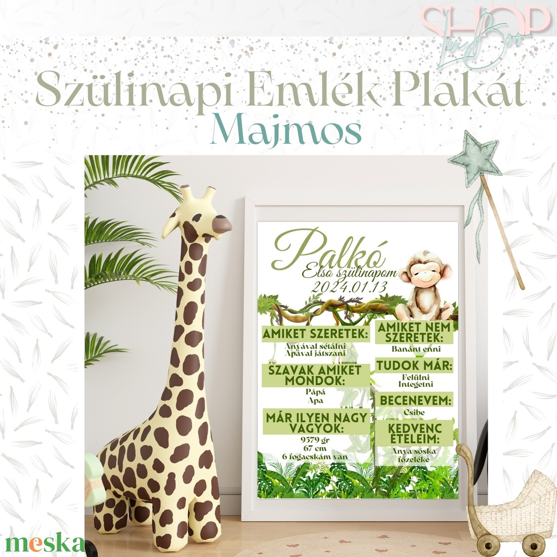 Szülinapi Emlék Plakát - Fiús (A3) - otthon & életmód - babaszoba, gyerekszoba - babaszoba kép - Meska.hu