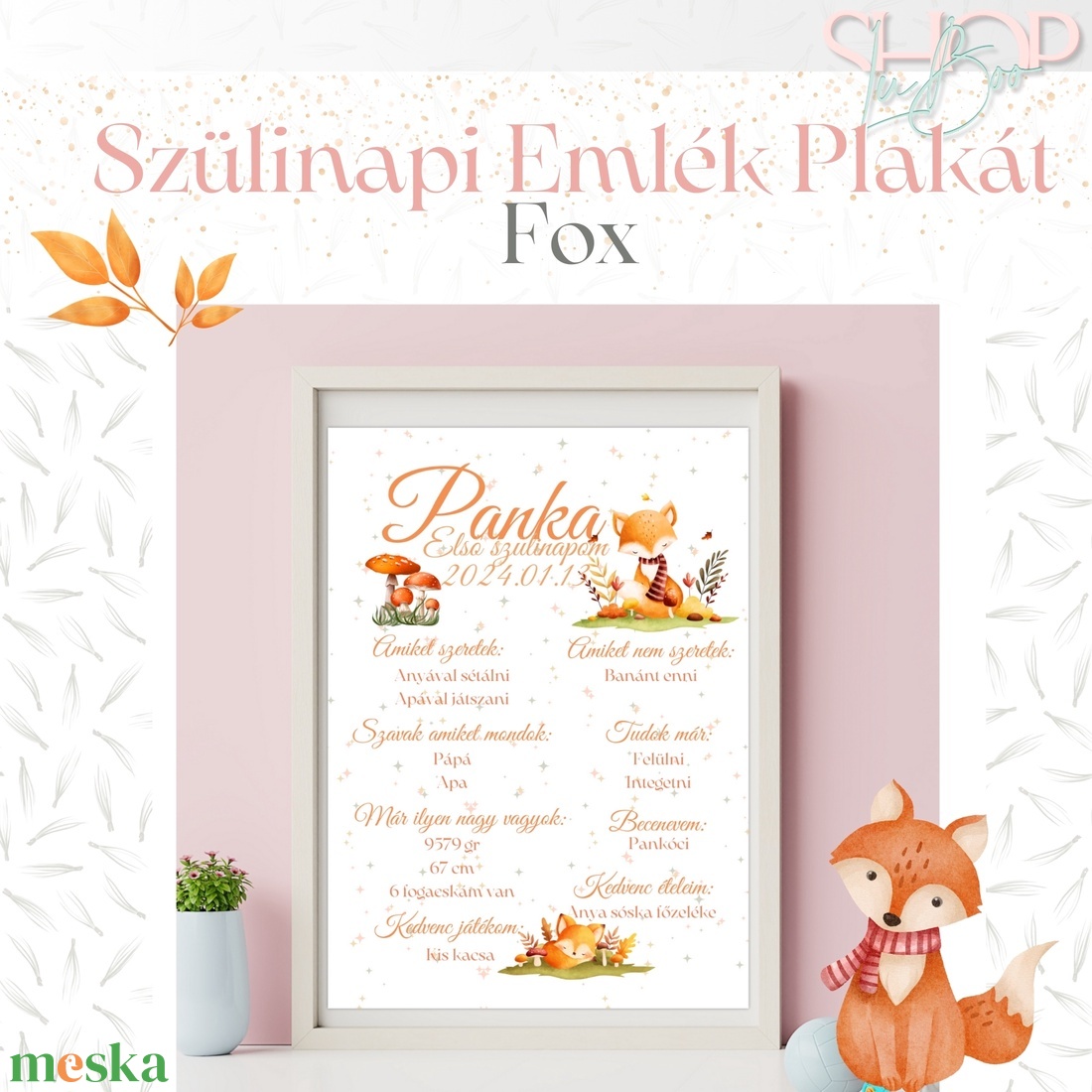 Szülinapi Emlék Plakát - Erdei (A3) - otthon & életmód - babaszoba, gyerekszoba - babaszoba kép - Meska.hu