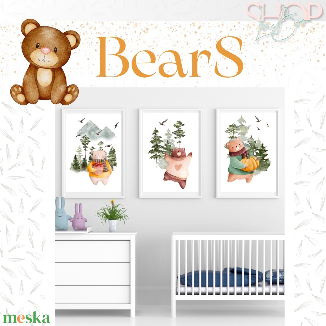 BearS poszter (3 darabos) - otthon & életmód - babaszoba, gyerekszoba - babaszoba kép - Meska.hu