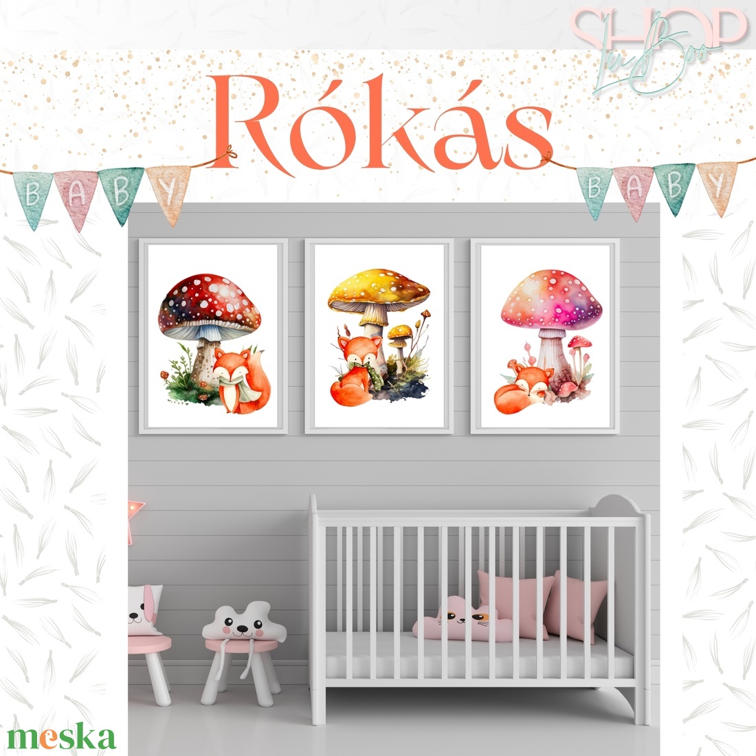 Rókás poszter (3 darabos) - otthon & életmód - babaszoba, gyerekszoba - babaszoba kép - Meska.hu