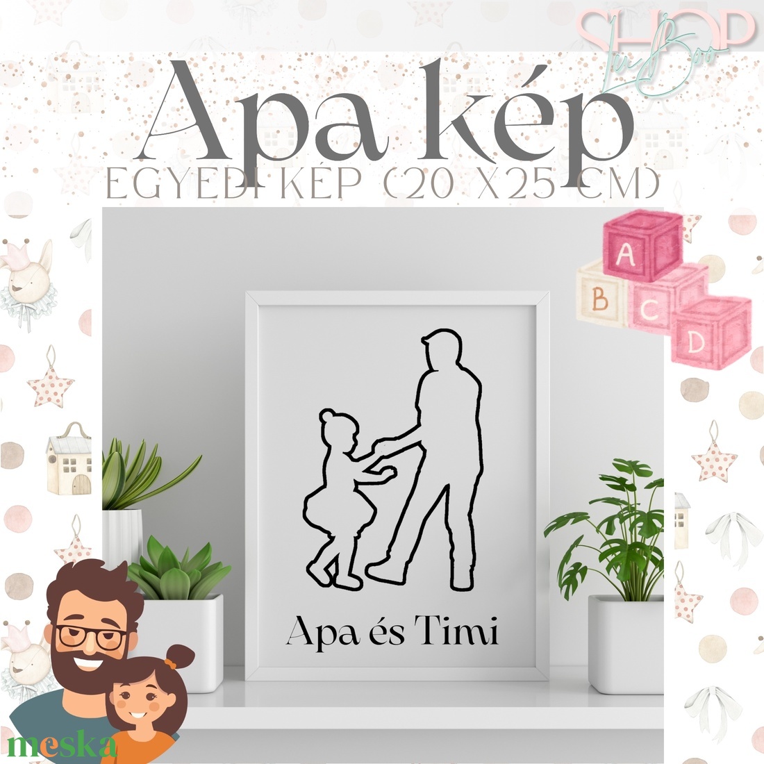 Apa kép - Egyedi lányos kép (20x25 cm) - otthon & életmód - babaszoba, gyerekszoba - babaszoba kép - Meska.hu